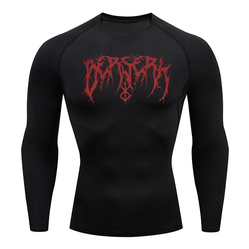 Gym Workout Rash Guard for Men Athletic Quick Dry Compression Shirts Berserk Print Tshirts Tees Tops Undershirts Baselayers
