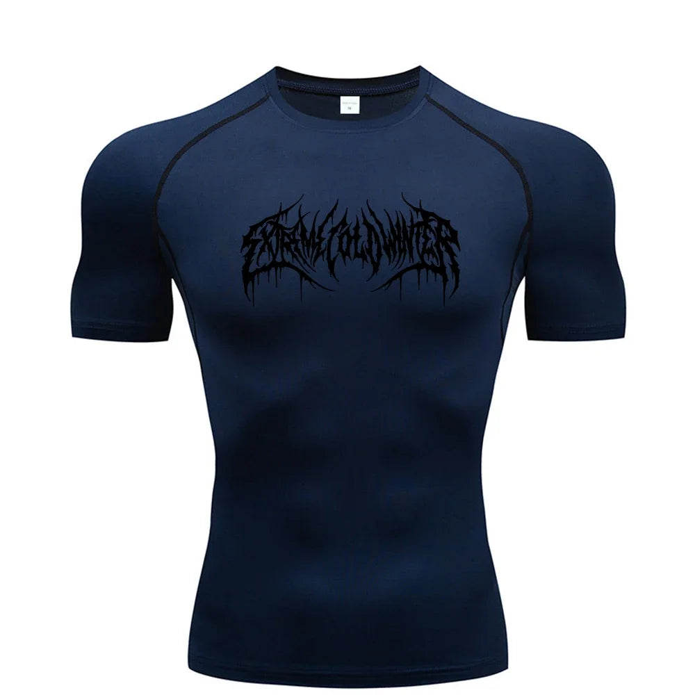Clothing Fitness Summer Compression Sweatshirt Short Sleeve Men's Running Quick-Dry Top Gym Workout Bodybuilding T-Shirt S-3XL