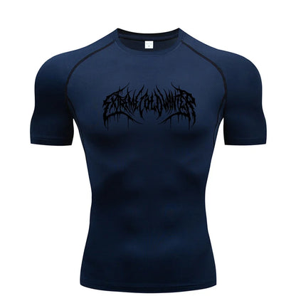 Clothing Fitness Summer Compression Sweatshirt Short Sleeve Men's Running Quick-Dry Top Gym Workout Bodybuilding T-Shirt S-3XL