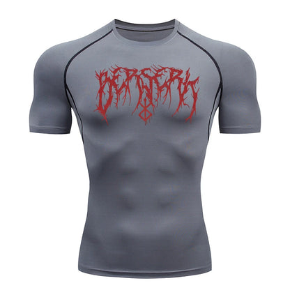 Gym Workout Rash Guard for Men Athletic Quick Dry Compression Shirts Berserk Print Tshirts Tees Tops Undershirts Baselayers