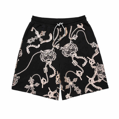 Summer Men Sports Fitness Shorts Fashion Full Print Tiger Head Chain Shorts Casual Quick Drying breathable Sports Shorts Pants