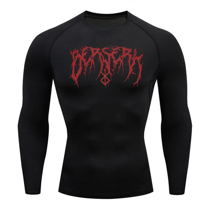 Gym Workout Rash Guard for Men Athletic Quick Dry Compression Shirts Berserk Print Tshirts Tees Tops Undershirts Baselayers
