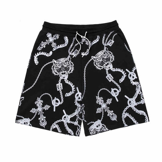 Summer Men Sports Fitness Shorts Fashion Full Print Tiger Head Chain Shorts Casual Quick Drying breathable Sports Shorts Pants