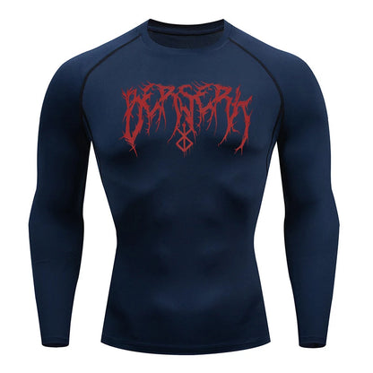 Gym Workout Rash Guard for Men Athletic Quick Dry Compression Shirts Berserk Print Tshirts Tees Tops Undershirts Baselayers